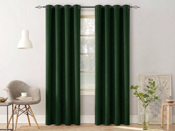 Zasłona OXFORD LIGHT 140x250 cm, ciemnozielony Zawieszanie: Taśma z wiązaniami