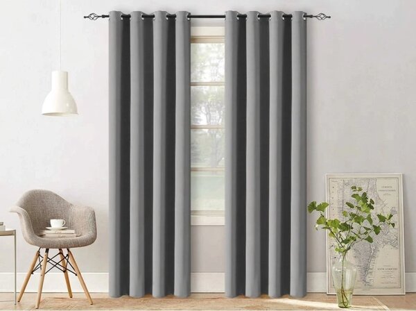 Jasnoszara zasłona OXFORD 140x250 cm Zawieszanie: Metalowe pierścienie
