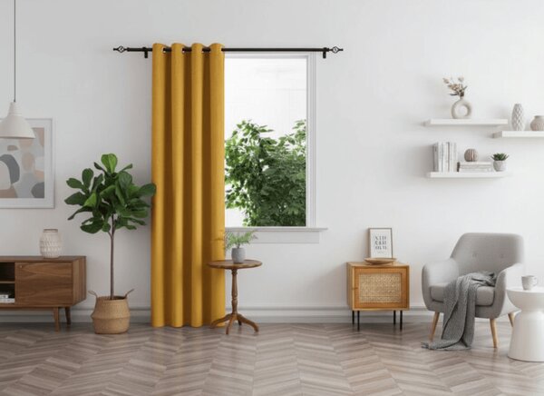 Żółta zasłona OXFORD 140x250 cm Zawieszanie: Metalowe pierścienie
