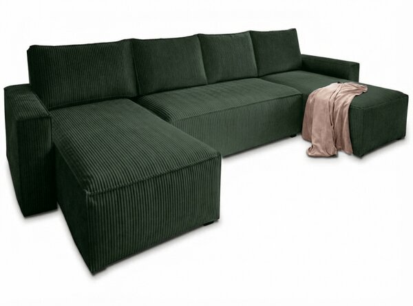Narożnik w kształcie U SMART COSARO 295x140 cm, ciemnozielony