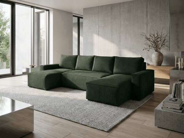 Narożnik w kształcie U SMART COSARO 295x140 cm, ciemnozielony