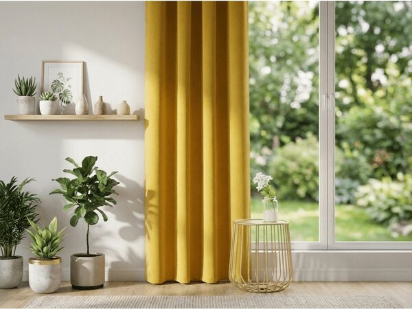 Żółta zasłona OXFORD 140x250 cm Zawieszanie: Metalowe pierścienie