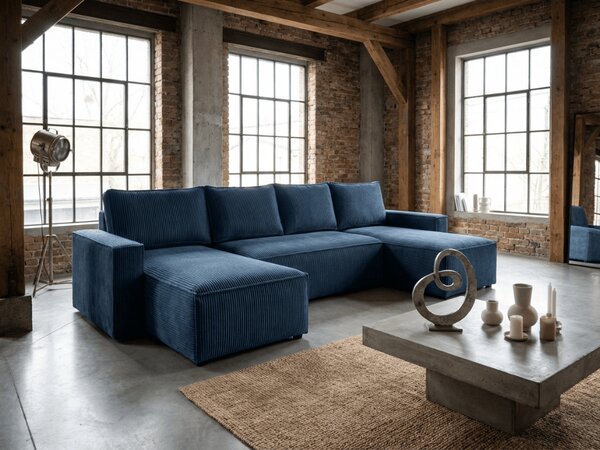 Narożnik w kształcie U SMART COSARO 295x140 cm, ciemnoniebieski