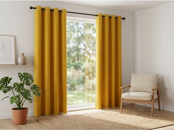 Żółta zasłona OXFORD 140x250 cm Zawieszanie: Metalowe pierścienie