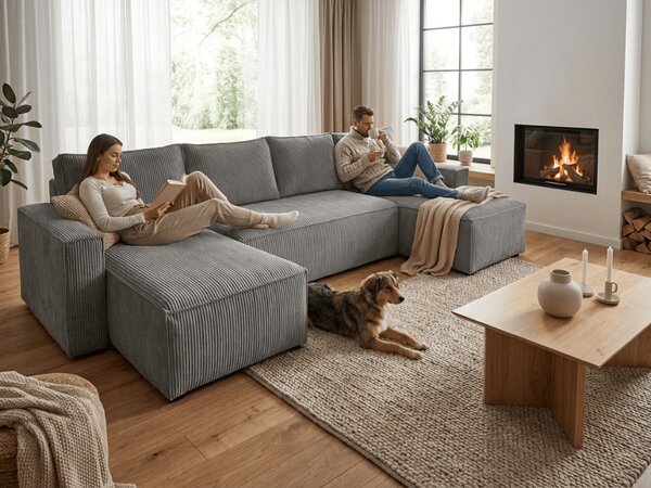 Narożnik w kształcie U SMART COSARO 295x140 cm, szary