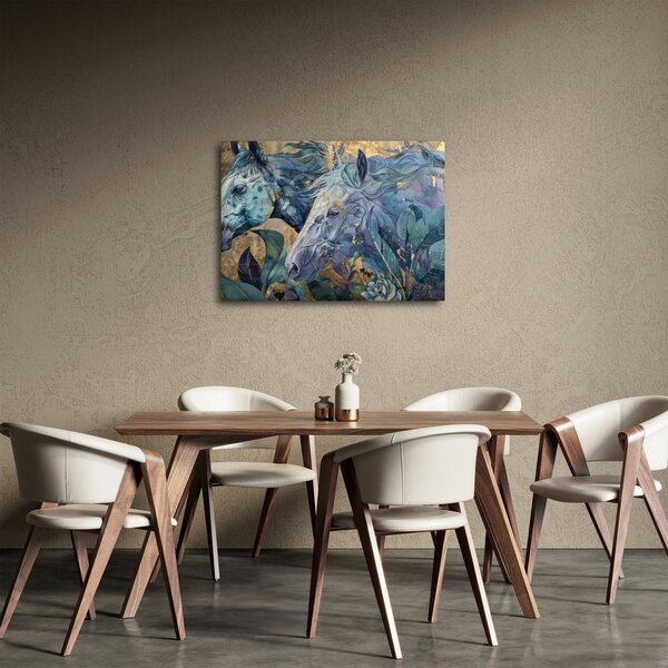 Obraz - Konie na złotym tle (70x50 cm)