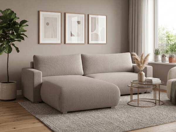 Beżowa rozkładana narożna sofa TAFIRA, dwustronna