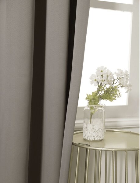 Szaro-brązowa zasłona OXFORD 140x250 cm Zawieszanie: Taśma z wiązaniami