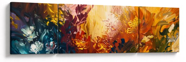 Obraz - Abstrakcyjny obraz kwiatów (170x50 cm)