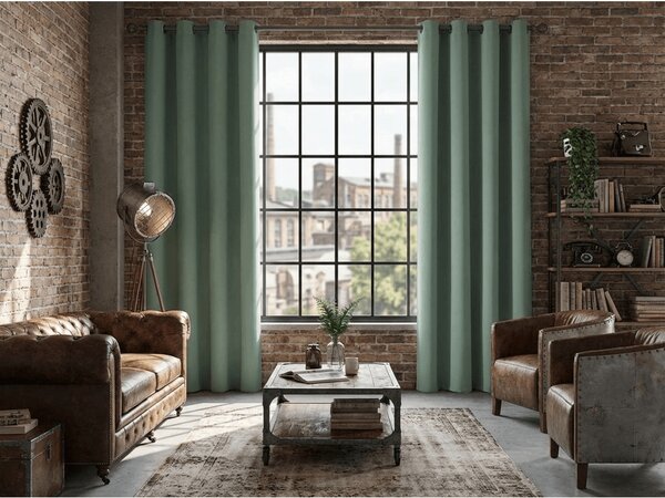 Szaro-zielona zasłona OXFORD 140x250 cm Zawieszanie: Metalowe pierścienie