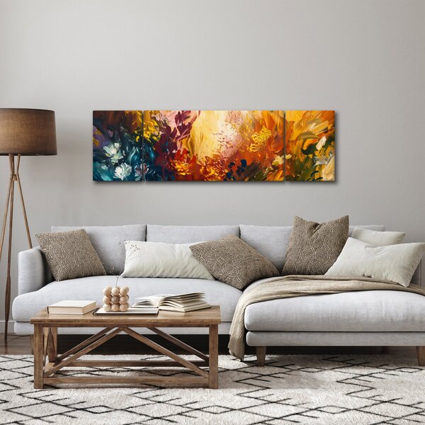 Obraz - Abstrakcyjny obraz kwiatów (170x50 cm)