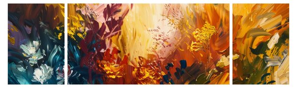 Obraz - Abstrakcyjny obraz kwiatów (170x50 cm)