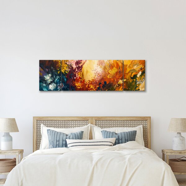 Obraz - Abstrakcyjny obraz kwiatów (170x50 cm)