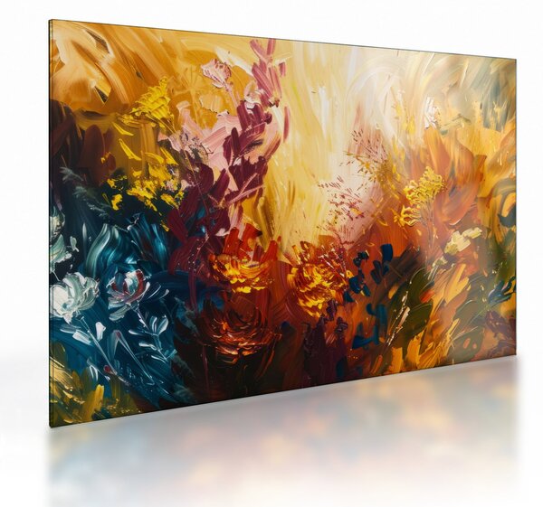 Obraz na szkle - Abstrakcyjny obraz kwiatów (70x50 cm)