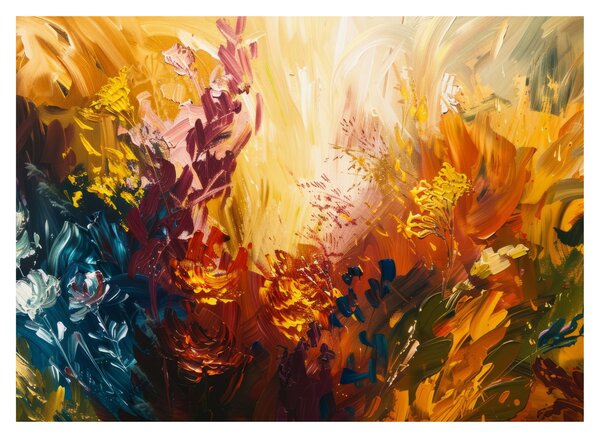 Obraz na szkle - Abstrakcyjny obraz kwiatów (70x50 cm)