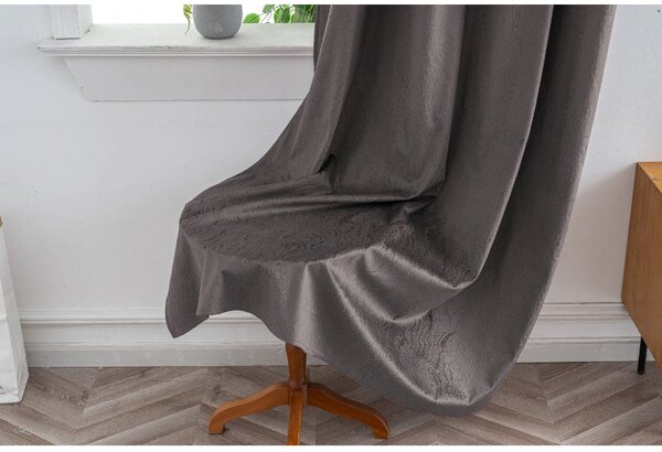 Zasłona zaciemniająca DUNES VELVET 140x250 cm, ciemnoszara Zawieszanie: Metalowe pierścienie