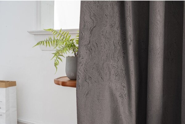 Zasłona zaciemniająca DUNES VELVET 140x250 cm, ciemnoszara Zawieszanie: Metalowe pierścienie