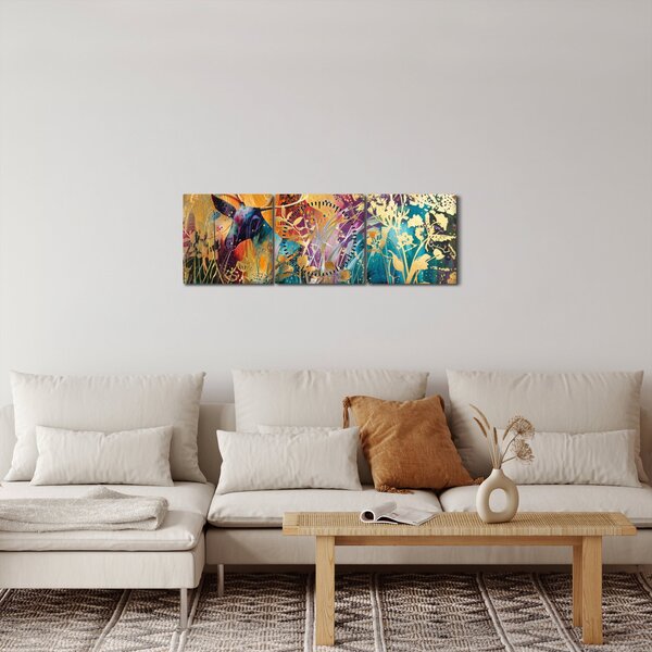Obraz - Abstrakcyjny obraz natury (z zegarem) (90x30 cm)