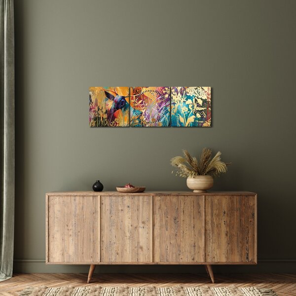 Obraz - Abstrakcyjny obraz natury (z zegarem) (90x30 cm)