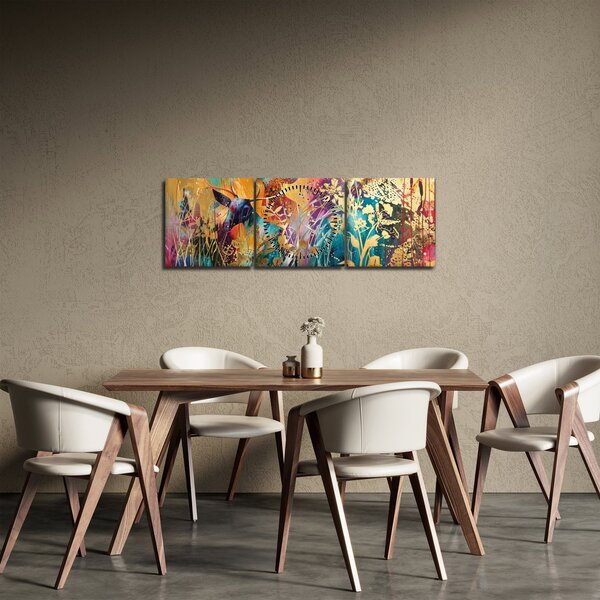 Obraz - Abstrakcyjny obraz natury (z zegarem) (90x30 cm)