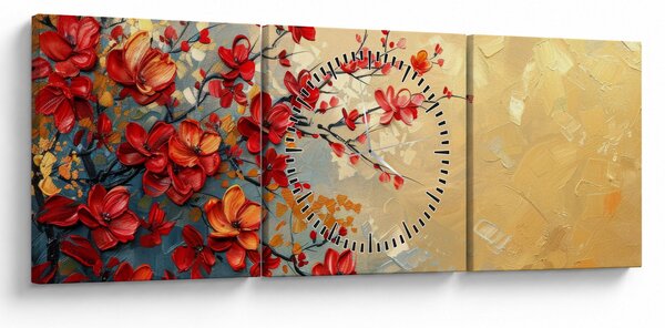 Obraz - Kwitnące drzewo (z zegarem) (90x30 cm)