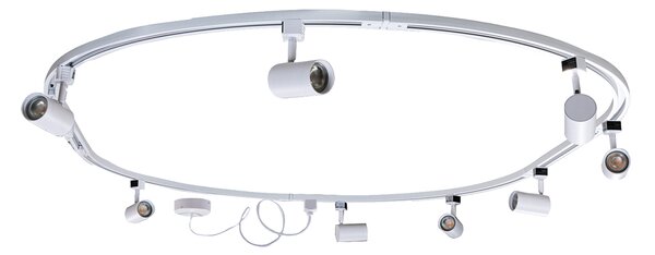Nowoczesny system oświetlenia szynowego z 8 reflektorami białymi, 1-fazowy, owalny, 200 cm - Iconic Jeana