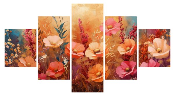 Obraz - Kwiaty łąkowe, malarstwo (125x70 cm)