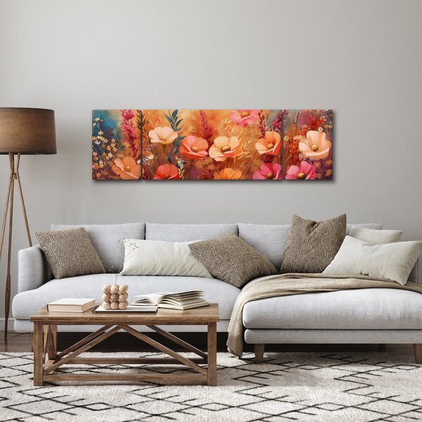 Obraz - Kwiaty łąkowe, malarstwo (170x50 cm)