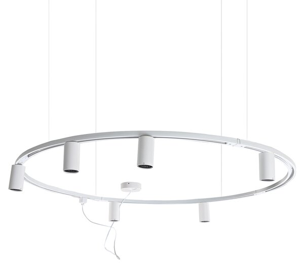 Nowoczesny wiszący system oświetlenia szynowego z 6 reflektorami białymi 1-fazowymi GU10 50 mm - Iconic Ruby Honey