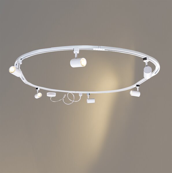Nowoczesny system oświetlenia szynowego z 6 reflektorami białymi, 1-fazowy, owalny, 100 cm - Iconic Jeana