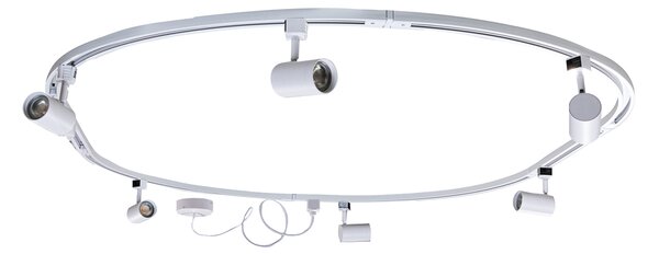 Nowoczesny system oświetlenia szynowego z 6 reflektorami białymi, 1-fazowy, owalny, 100 cm - Iconic Jeana