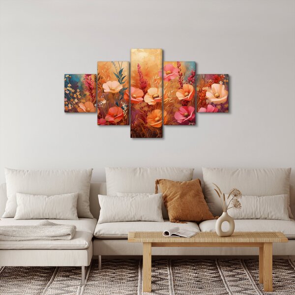 Obraz - Kwiaty łąkowe, malarstwo (125x70 cm)