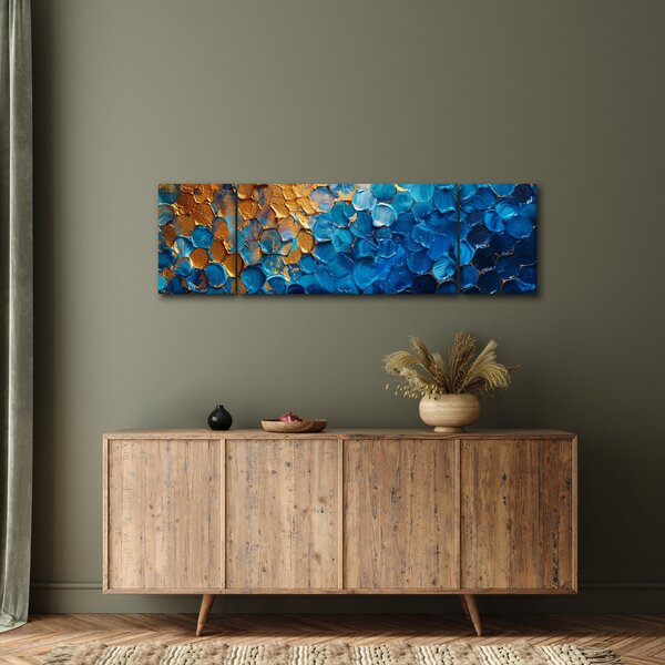 Obraz - Niebiesko-złoty obraz (170x50 cm)
