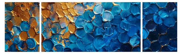 Obraz - Niebiesko-złoty obraz (170x50 cm)