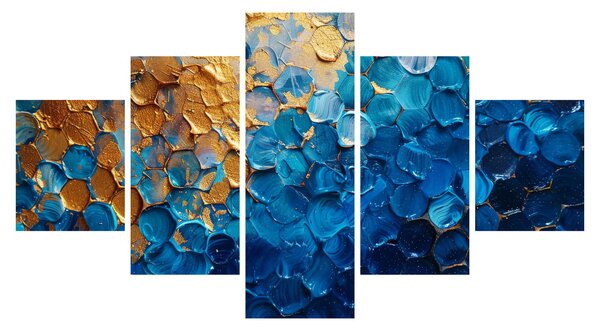 Obraz - Niebiesko-złoty obraz (125x70 cm)