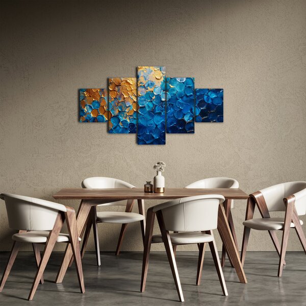Obraz - Niebiesko-złoty obraz (125x70 cm)