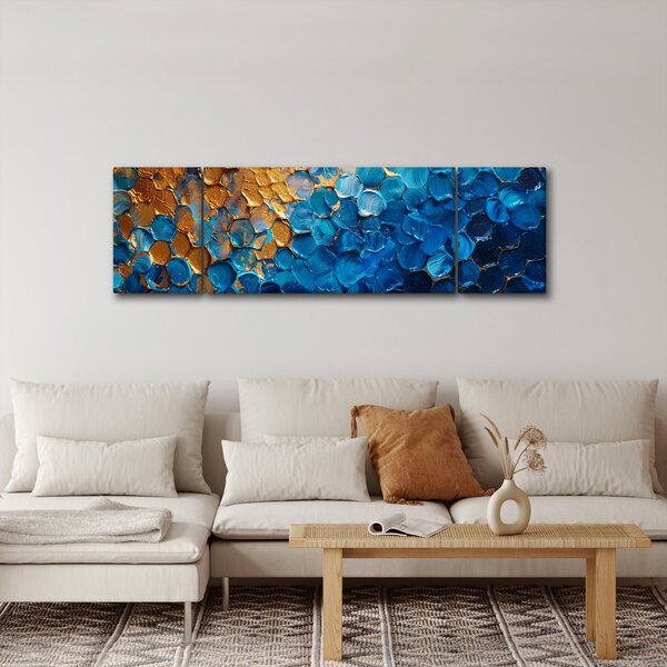 Obraz - Niebiesko-złoty obraz (170x50 cm)