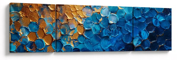 Obraz - Niebiesko-złoty obraz (170x50 cm)