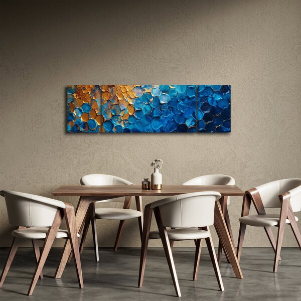 Obraz - Niebiesko-złoty obraz (170x50 cm)
