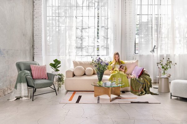 Beżowa rozkładana sofa z materiału bouclé 247 cm Quinoa – Bonami Selection