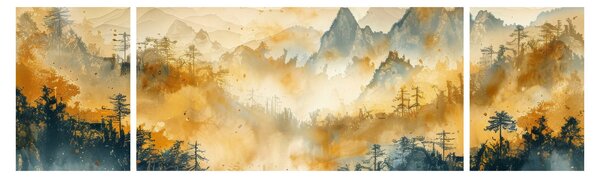 Obraz - Góry, akwarela (170x50 cm)