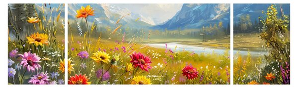 Obraz - Malowany krajobraz (170x50 cm)