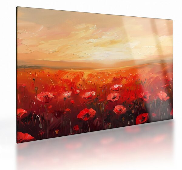 Obraz na szkle - Pole maków (70x50 cm)