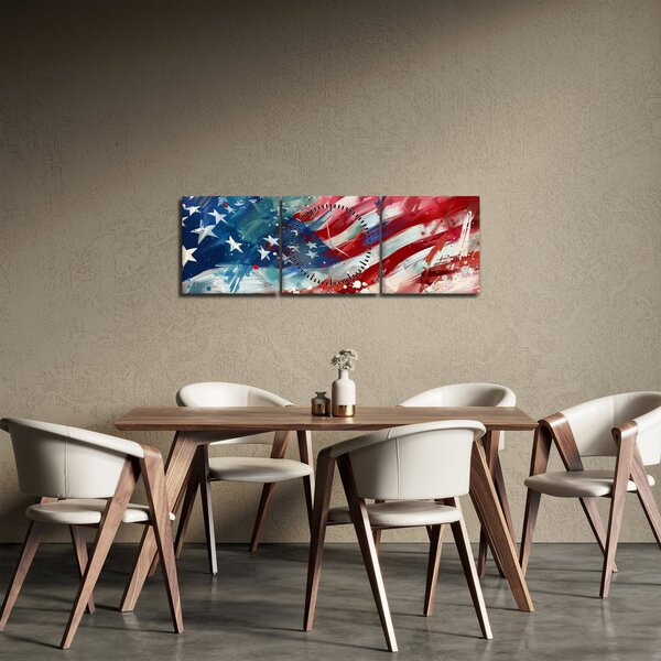 Obraz - Flaga USA (z zegarem) (90x30 cm)