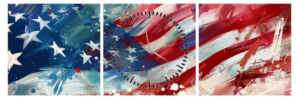 Obraz - Flaga USA (z zegarem) (90x30 cm)