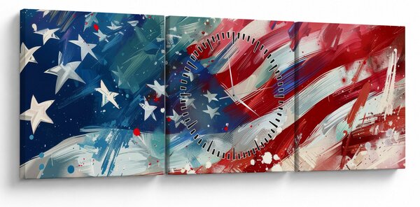 Obraz - Flaga USA (z zegarem) (90x30 cm)