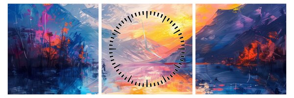 Obraz - Malarstwo krajobrazowe (z zegarem) (90x30 cm)