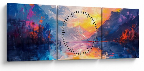 Obraz - Malarstwo krajobrazowe (z zegarem) (90x30 cm)