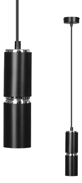 MODESTO 1 BLACK 168/1 nowoczesna lampa czarna tuba chrom dodatki LED