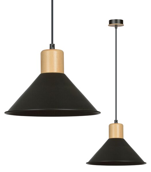 ROWEN 1 BLACK 1044/1 nowoczesna lampa sufitowa czarna drewniane elementy